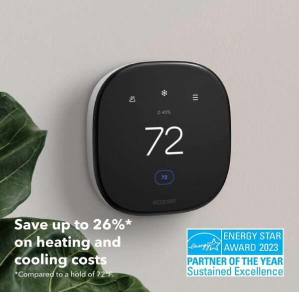 ecobee New 2022! Smart Thermostat Enhanced Works with Alexa & Apple Home kit, Black