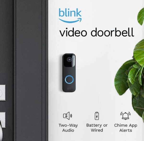 Blink Video Doorbell Two-way audio, HD video, motion and chime app alerts and Alexa enabled- wired or wire-free (black)