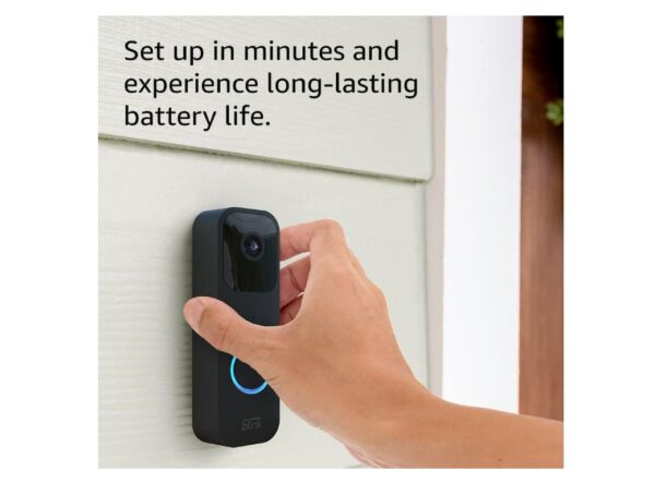 Blink Video Doorbell Two-way audio, HD video, motion and chime app alerts and Alexa enabled- wired or wire-free (Black)