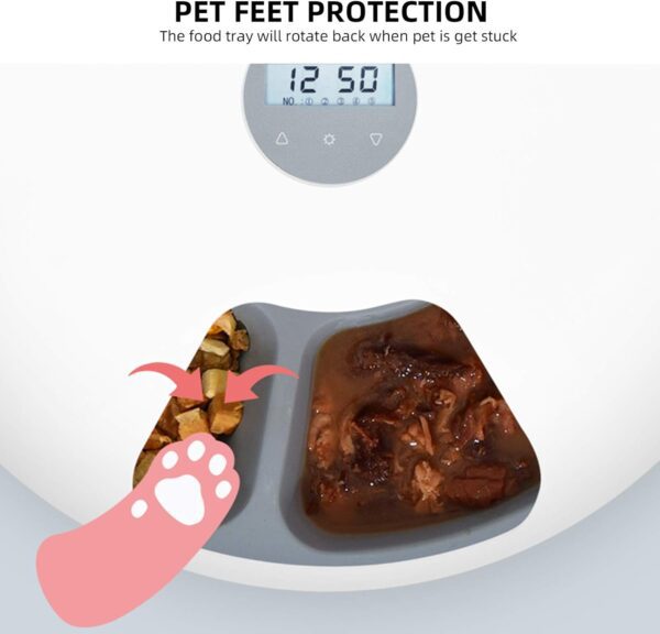 Automatic Cat Feeder with Timer, 6 Meals Dry Wet Food Dispenser for Cats and Small Dog Pet