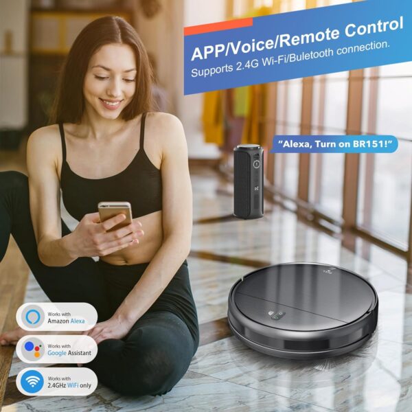 Robot Vacuum and Mop Combo, Robotic Vacuum Cleaner with Schedule, WiFi/App/Alexa, 2 in 1 Mopping Robot Vacuum with 230ML Water Tank, Self-Charging, Slim, Ideal for Hard Floor, Pet Hair, Carpet