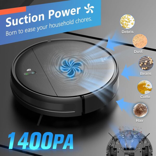 Robot Vacuum and Mop Combo, Robotic Vacuum Cleaner with Schedule, WiFi/App/Alexa, 2 in 1 Mopping Robot Vacuum with 230ML Water Tank, Self-Charging, Slim, Ideal for Hard Floor, Pet Hair, Carpet