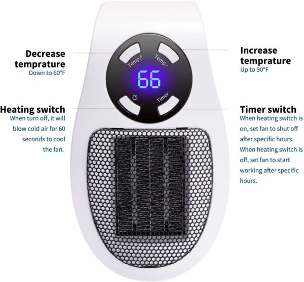 Brightown 350W Space Heater: Programmable Wall Outlet Space Heater