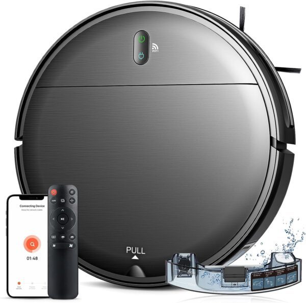 Robot Vacuum and Mop Combo, Robotic Vacuum Cleaner with Schedule, WiFi/App/Alexa, 2 in 1 Mopping Robot Vacuum with 230ML Water Tank, Self-Charging, Slim, Ideal for Hard Floor, Pet Hair, Carpet