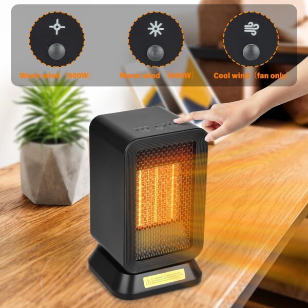Portable Space Heater, 1000W Smart Electric Heater with Thermostat, 4 Modes and Timing Function, Ceramic Heater for Bedroom, Office, Living Room