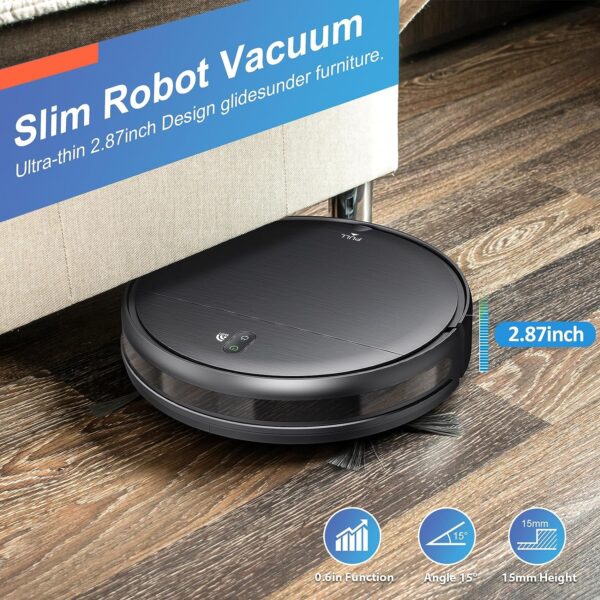 Robot Vacuum and Mop Combo, Robotic Vacuum Cleaner with Schedule, WiFi/App/Alexa, 2 in 1 Mopping Robot Vacuum with 230ML Water Tank, Self-Charging, Slim, Ideal for Hard Floor, Pet Hair, Carpet