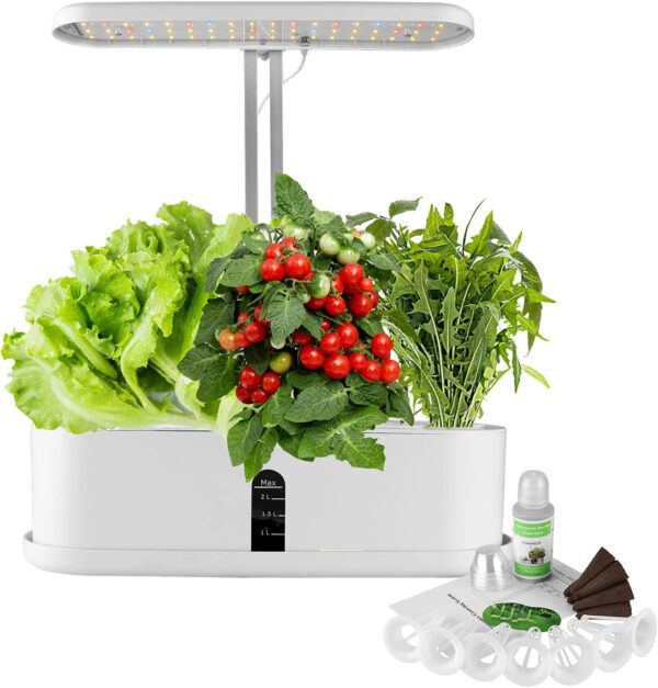 Hydroponics Growing System, WADEO Indoor Herb Garden Starter Kit with LED Grow Light